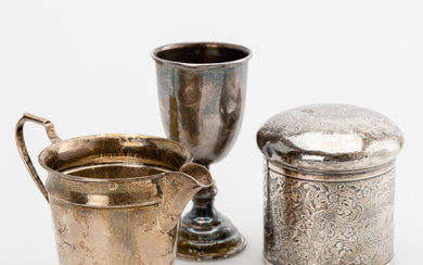 Small collection of silver bodyware, England, 20th century (3).