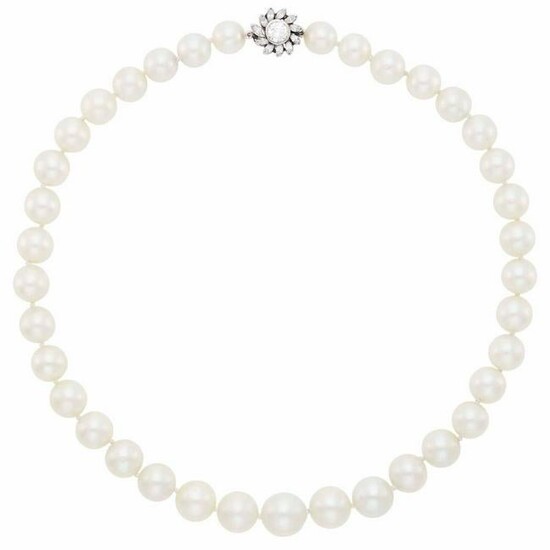 South Sea Cultured Pearl Necklace with White Gold and