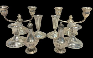 Sterling Silver Candlestick Collection and Salt & Pepper Shaker