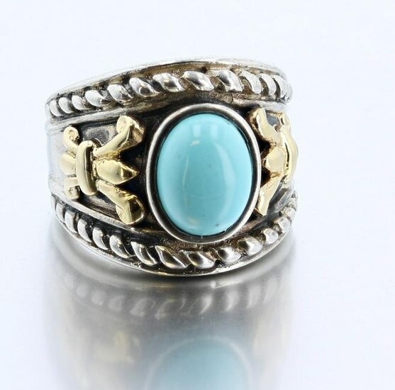 Sterling Silver / 14K Turquoise Ring