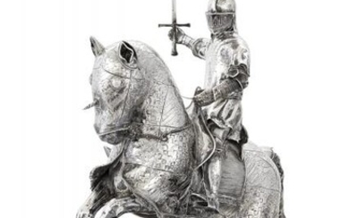 Sterling Silver Model of a Knight on Horseback