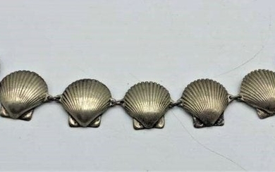 Sterling Silver Seven Sea Shells Link Bracelet