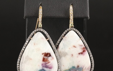 Sterling Tourmaline in Feldspar, Aquamarine and 1.51 CTW Diamond Earrings