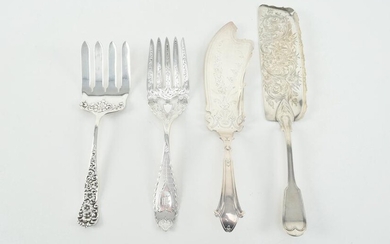 Sterling silver serving pieces, to include: 1) James