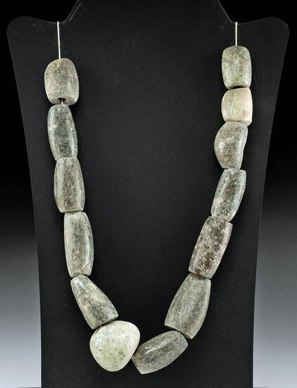 Strand of 23 Olmec, Mezcala, & Maya Stone Beads