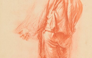 Study of working man. 19th c Drawing, red chalk, 42 x 29,6 cm, velin paper,...