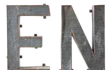 TIN LETTERS 'N' AND 'E', 20TH CENTURY