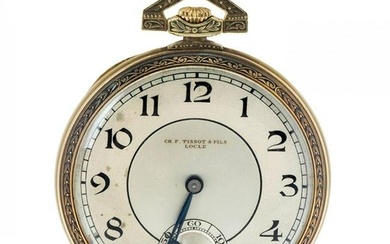 TISSOT & FILS Locle pocket watch in 18kt yellow gold, n. 3847XX. Circular case with cream dial.