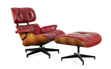 TWO PIECES RED EAMES FOR HERMAN MILLER 670 & 671