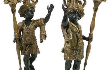 Tall Pair of Bronze Blackamoor Figures