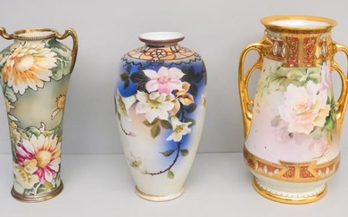 Three Antique Nippon Porcelain Vases