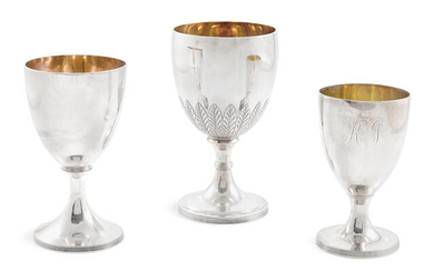 Three George III silver goblets