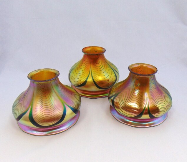 Three Steuben art glass shades