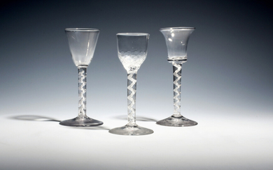 Three small wine glasses c.1760