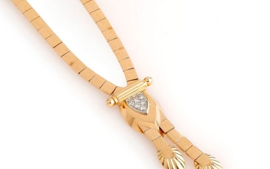 Tie necklace in 18K (750/°°) yellow gold and...