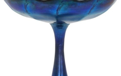 Tiffany Favrile Glass Electric Blue Compote