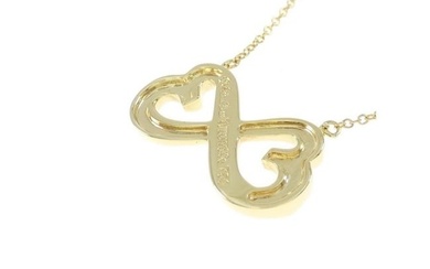 Tiffany & Co 18K Yellow Gold Double Loving Heart Necklace E1097