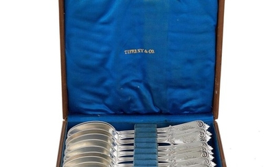 Tiffany & Co Beekman pattern silver teaspoon set in original case (12pcs)