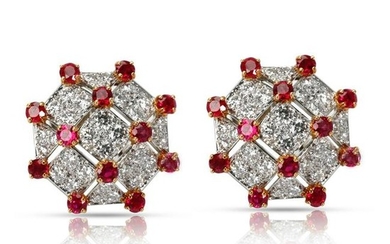 Tiffany & Co. Diamond & Ruby Trellis Earrings in Yellow