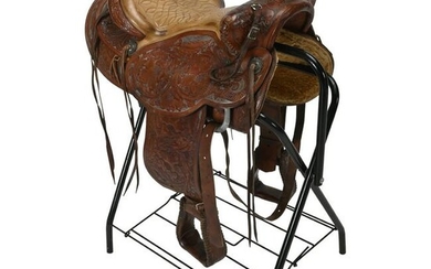 Tooled Leather Saddle.