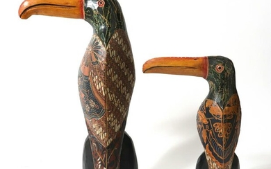 Tropical Toucan Wooden Sculptures, 2