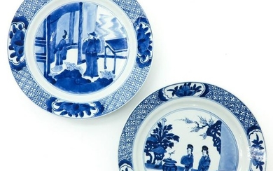 Two Chinese Blue and White Plates