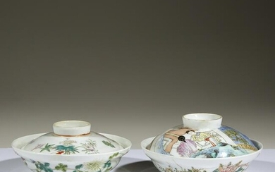 Two Chinese famille rose-decorated porcelain bowls and