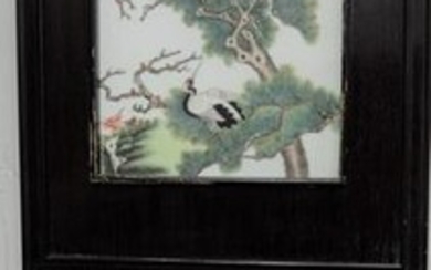 Two Chinese porcelain framed plaques, one having