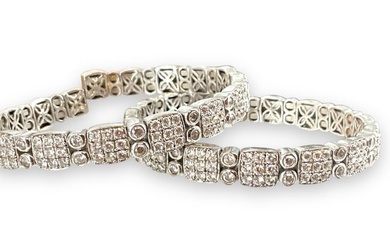 Two Matching Sterling Silver Wrap Bracelets With Cz Stones