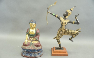 Two Piece Lot to include a Bronze Figure of the Hindu