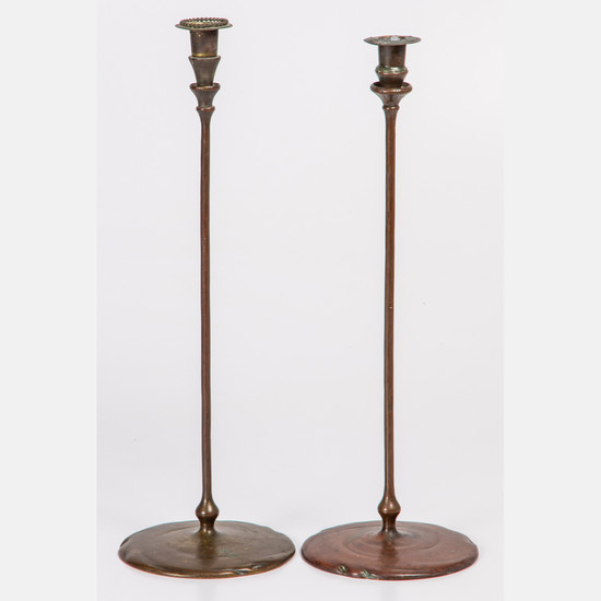 Two Tiffany & Co. Bronze Candlesticks