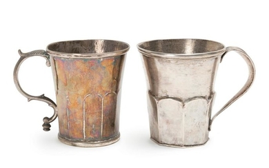 Two silver Bolivian handled cups