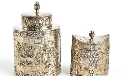 Two silver tea caddies - Holland 19th Century and