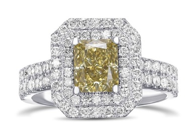 VVS1 2.00 Carat Fancy Diamond Double Halo - 18 kt. White gold - Ring - 1.50 ct Diamond - Diamonds