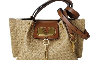 Valentino - V logo in paglia e pelle - Crossbody bag