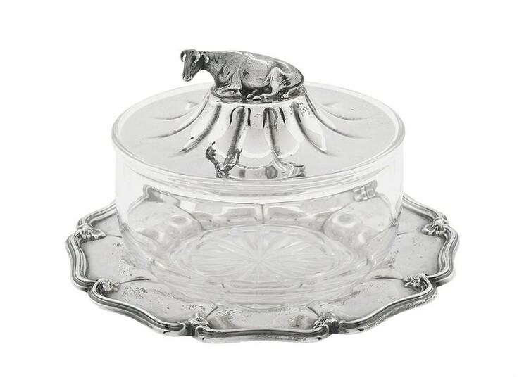 Victorian Sterling Silver and Glass Butter Dish