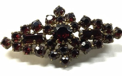 Victorian Style Red Crystal Brooch