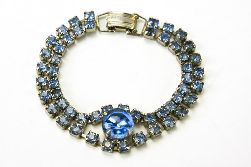 Vintage Aquamarine Paste Rhinestone Bracelet