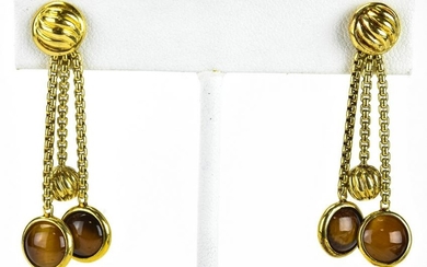 Vintage David Yurman 18k Gold Tiger's Eye Earrings