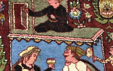 Vintage Handmade Folk art Wool Rug