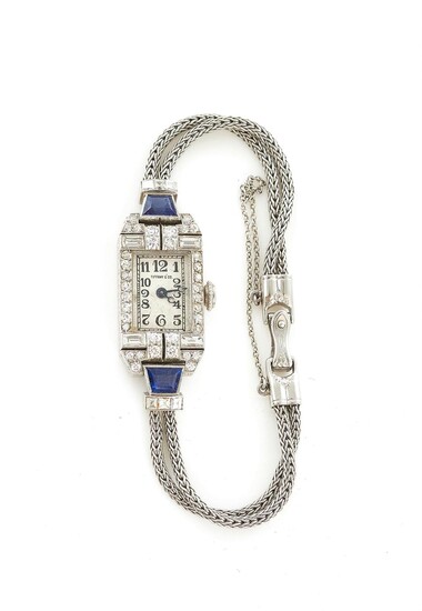 Vintage Tiffany & Co platinum, diamond, and sapphire wristwatch