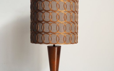 Vintage wood table lamp/Jab Fabric - Lamp - Textiles, Wood