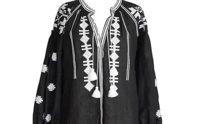 Vita Kin Top by Vyshyvanka Black White Embroidery rare