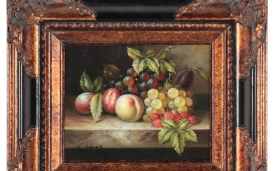 W. Jenkins Still Life Oil Painting of Fruits, Late 20th Century