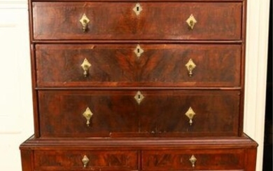WILLIAM AND MARY WALNUT CHEST ON FRAME