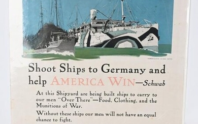 WWI US NAVY SHOOT SHIPS TO GERMANY WAR POSTER WW1