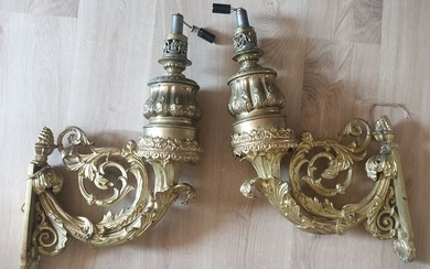 Wall lamp, Wall sconce (2) - Louis XV Style - Brass, Bronze (gilt), Copper - 19th century