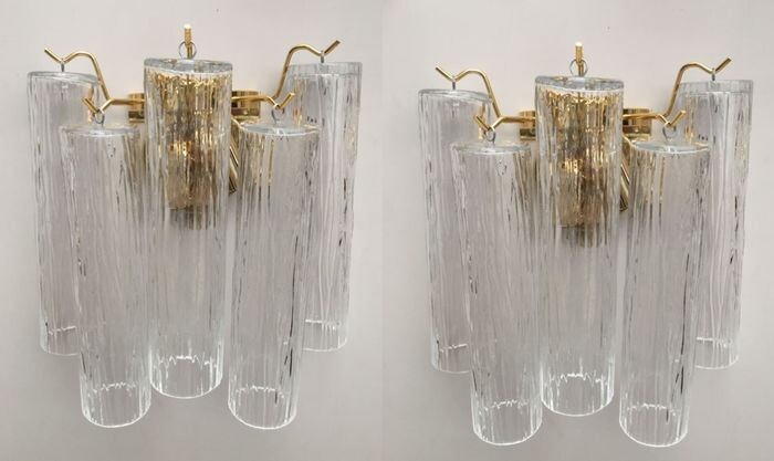 Wall sconces pair "pipe" glass (2)