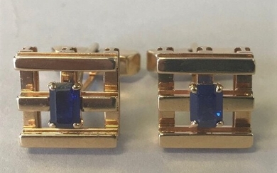 William Ruser, 14K Gold & Sapphire Cufflinks