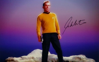 William Shatner Signed Star Trek 16x20 Standing on Rock *Blk/Right JSA W
